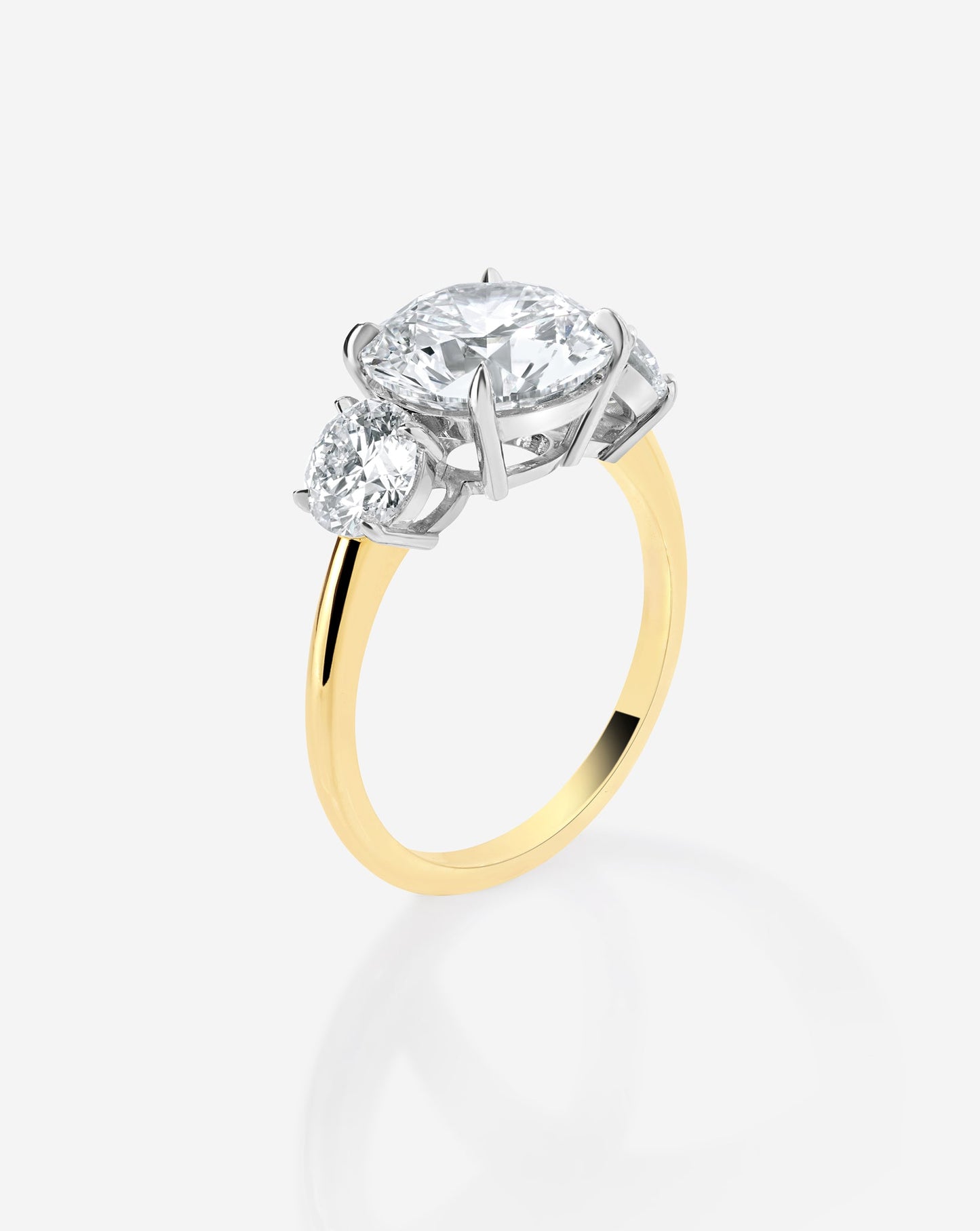 3.40 Round Lab Diamond in Whisper Thin® Three Stone with Rounds