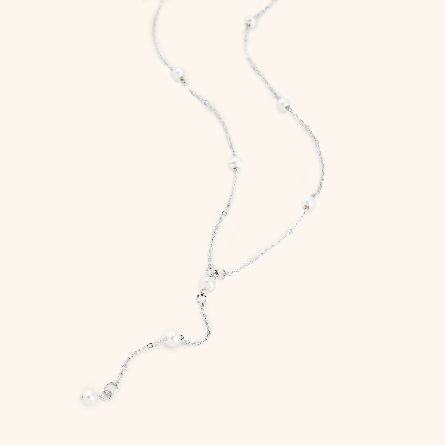 Dotted Pearl Lariat Necklace