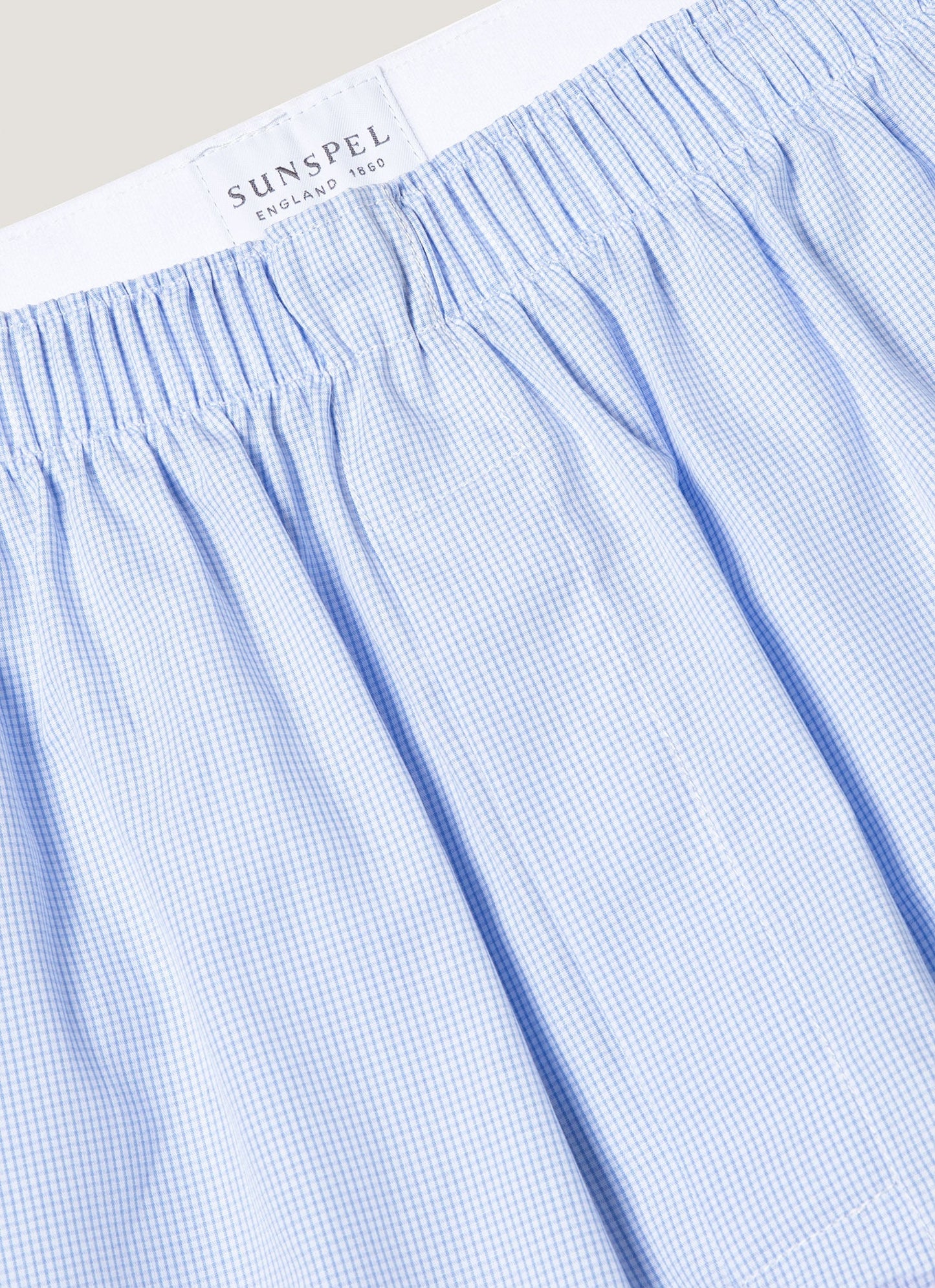 Mens Poplin Cotton Boxer Short In Light Blue Micro Gingham Mbox4700