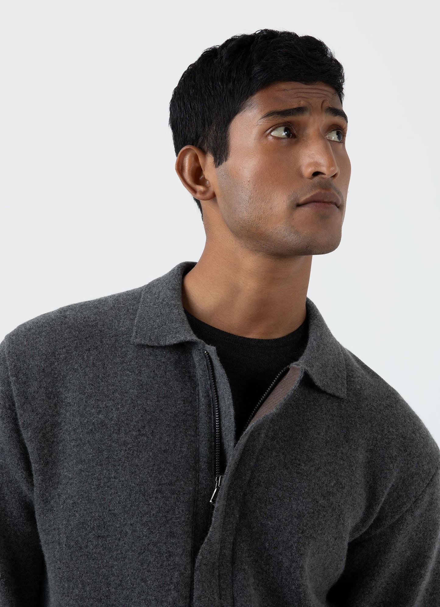 Mens Double Faced Jacket In Charcoal Melange Mjac7117 Gyad