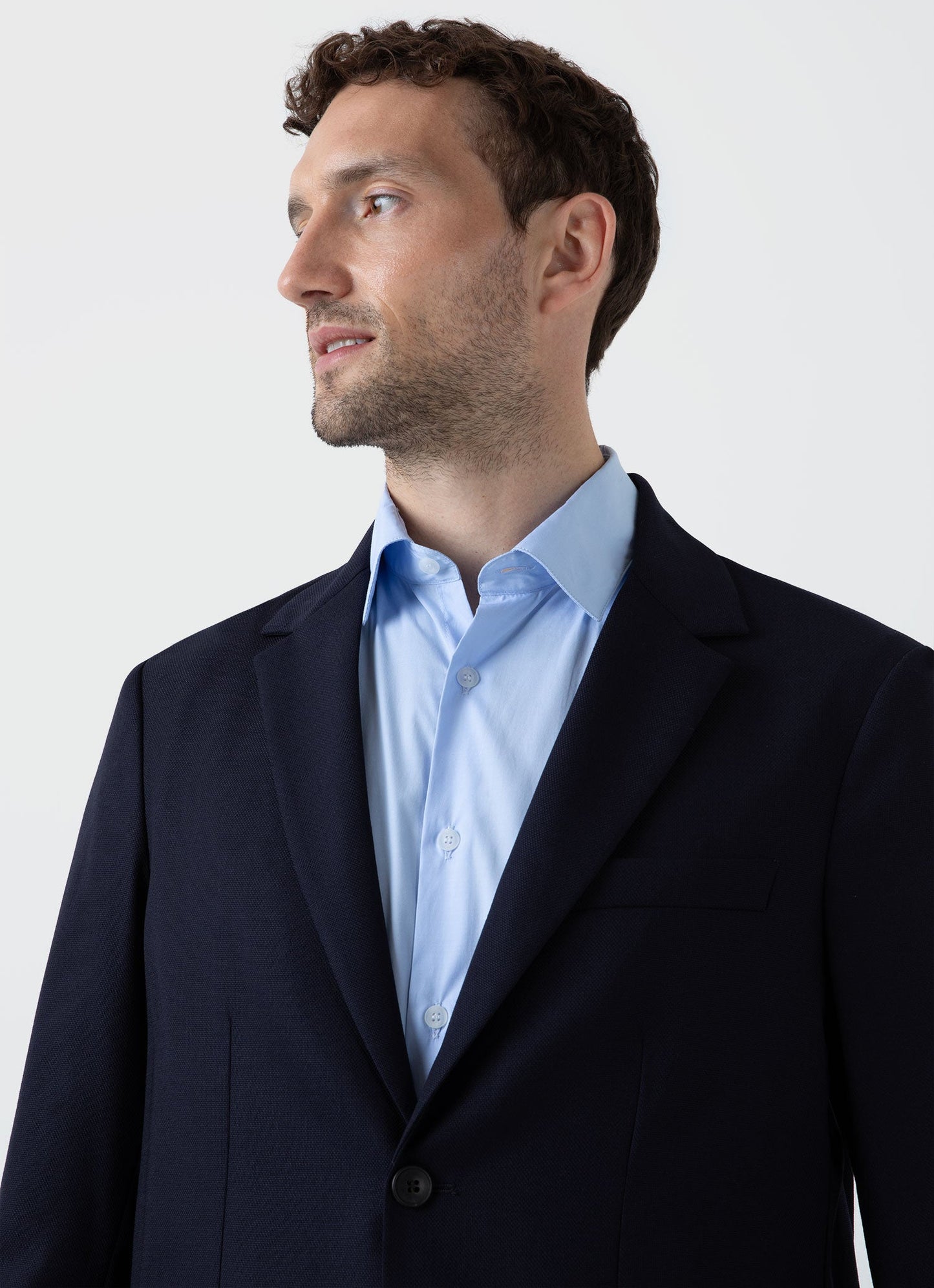 Mens Travel Wool Blazer In Navy Mjac7137 Buaa