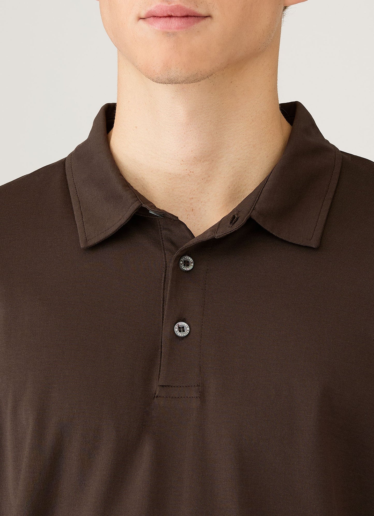Mens Long Sleeve Classic Jersey Polo Shirt In Dark Chocolate Mpol1054 Brgs
