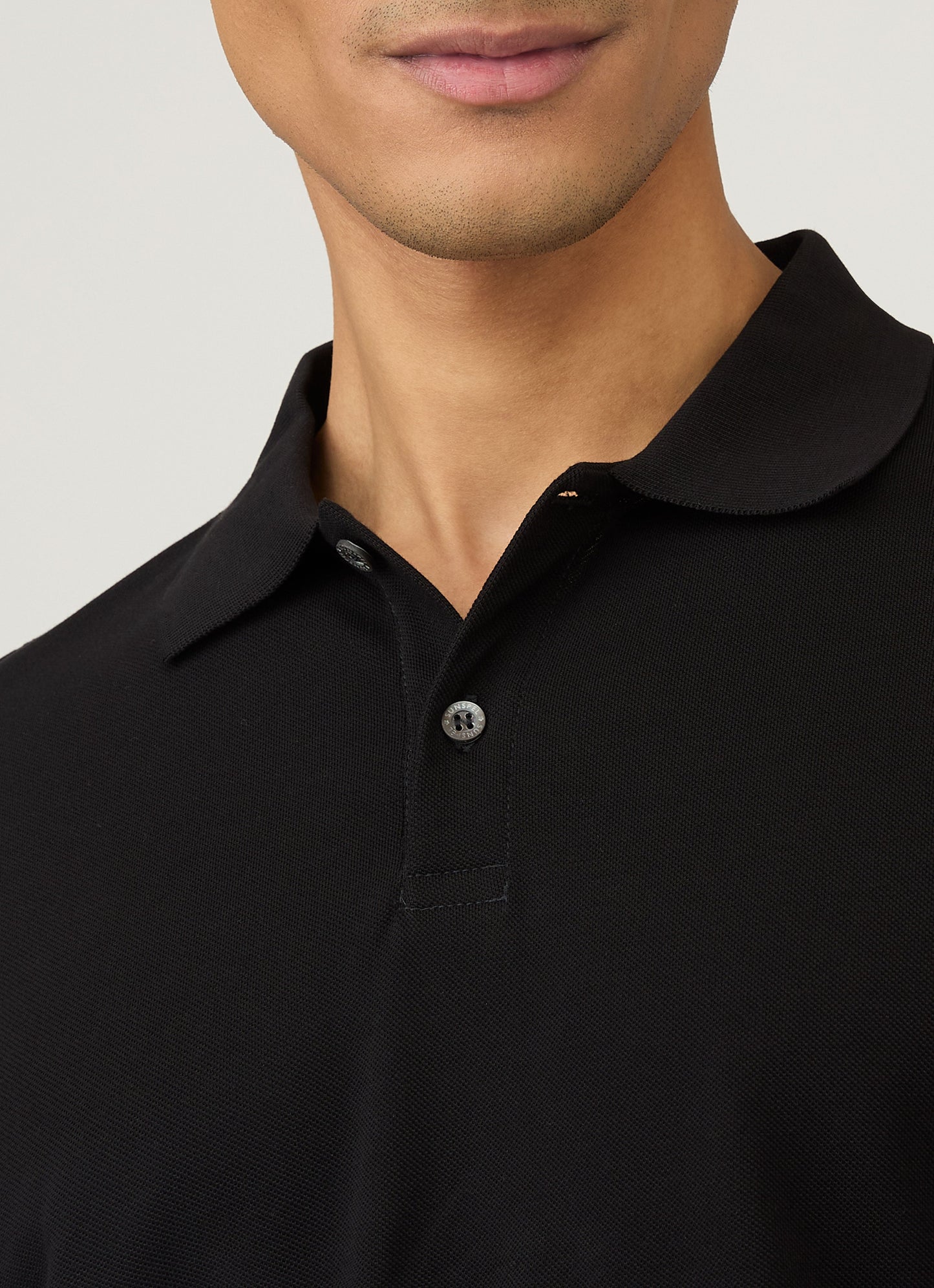 Mens Long Sleeve Pique Polo Shirt In Black Mpol1065 Bkaa