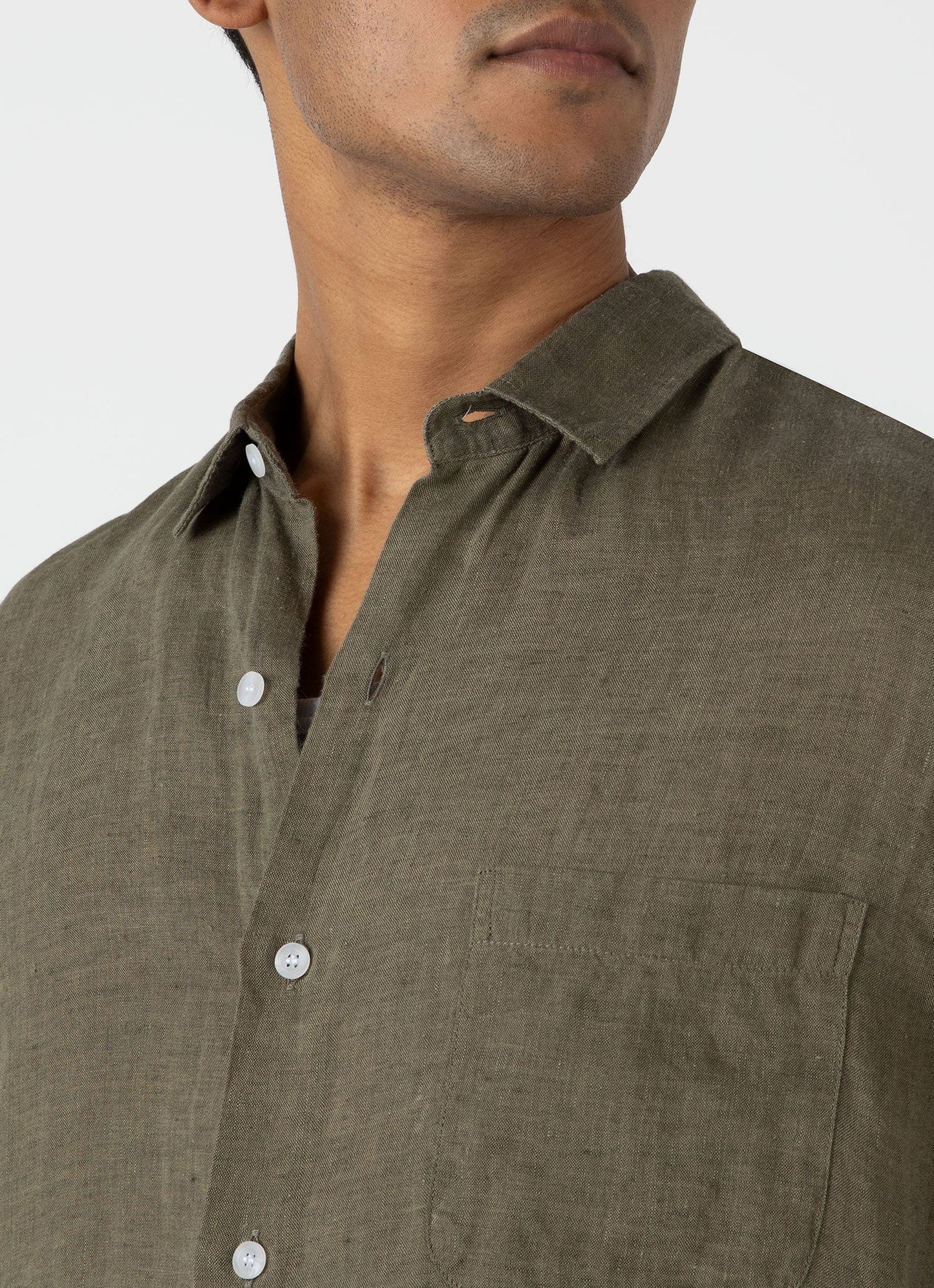 Mens Short Sleeve Linen Shirt In Khaki Msht2039 Gnid