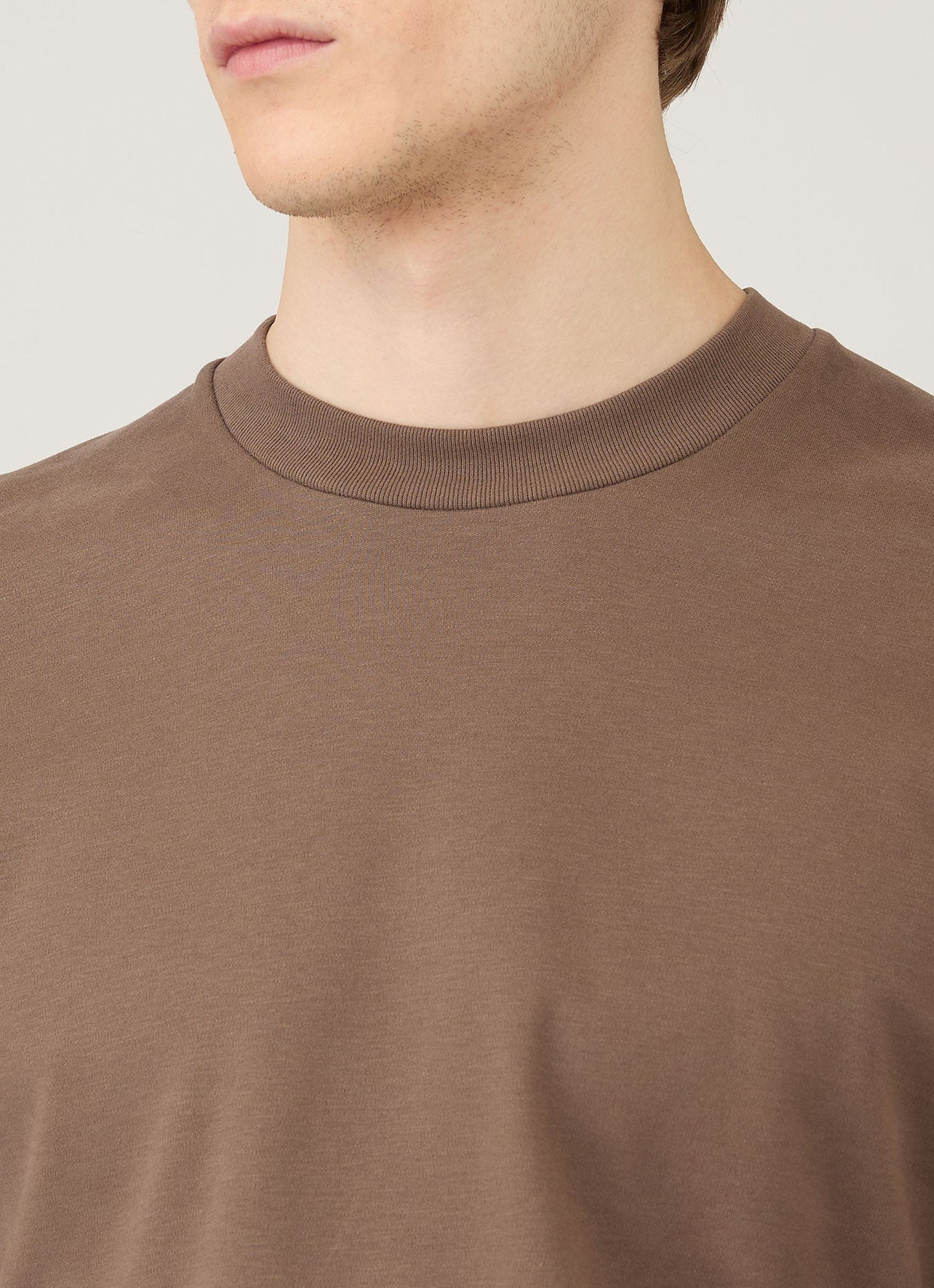 Mens Long Sleeve Heavyweight Tshirt In Bark Mtsh0182 Brgc