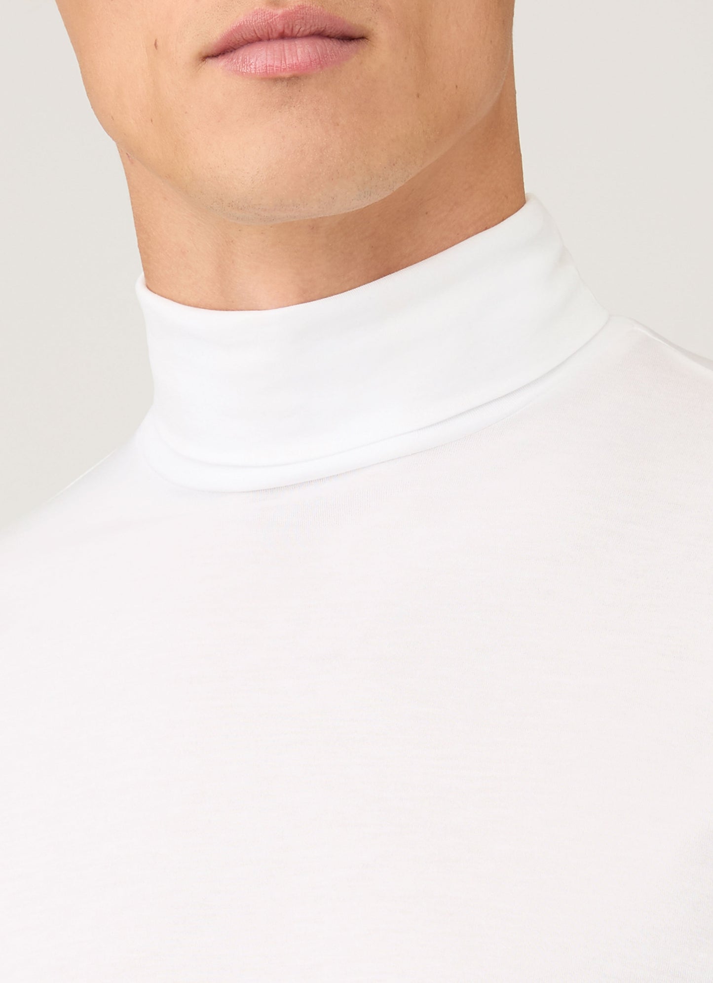 Mens Long Sleeve Roll Neck In White Mtsh0197 Whaa