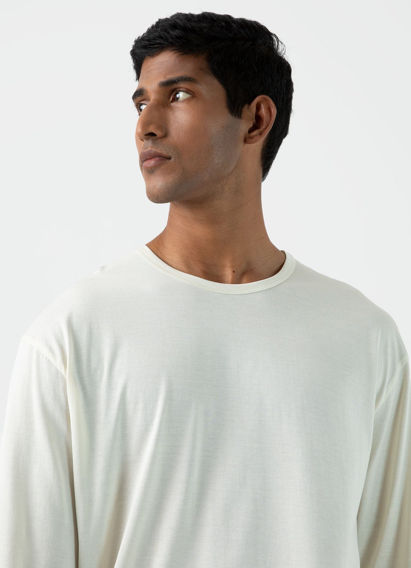 Mens Nigel Cabourn Long Sleeve Tshirt In Stone White Ncmtsh0172 Whhm