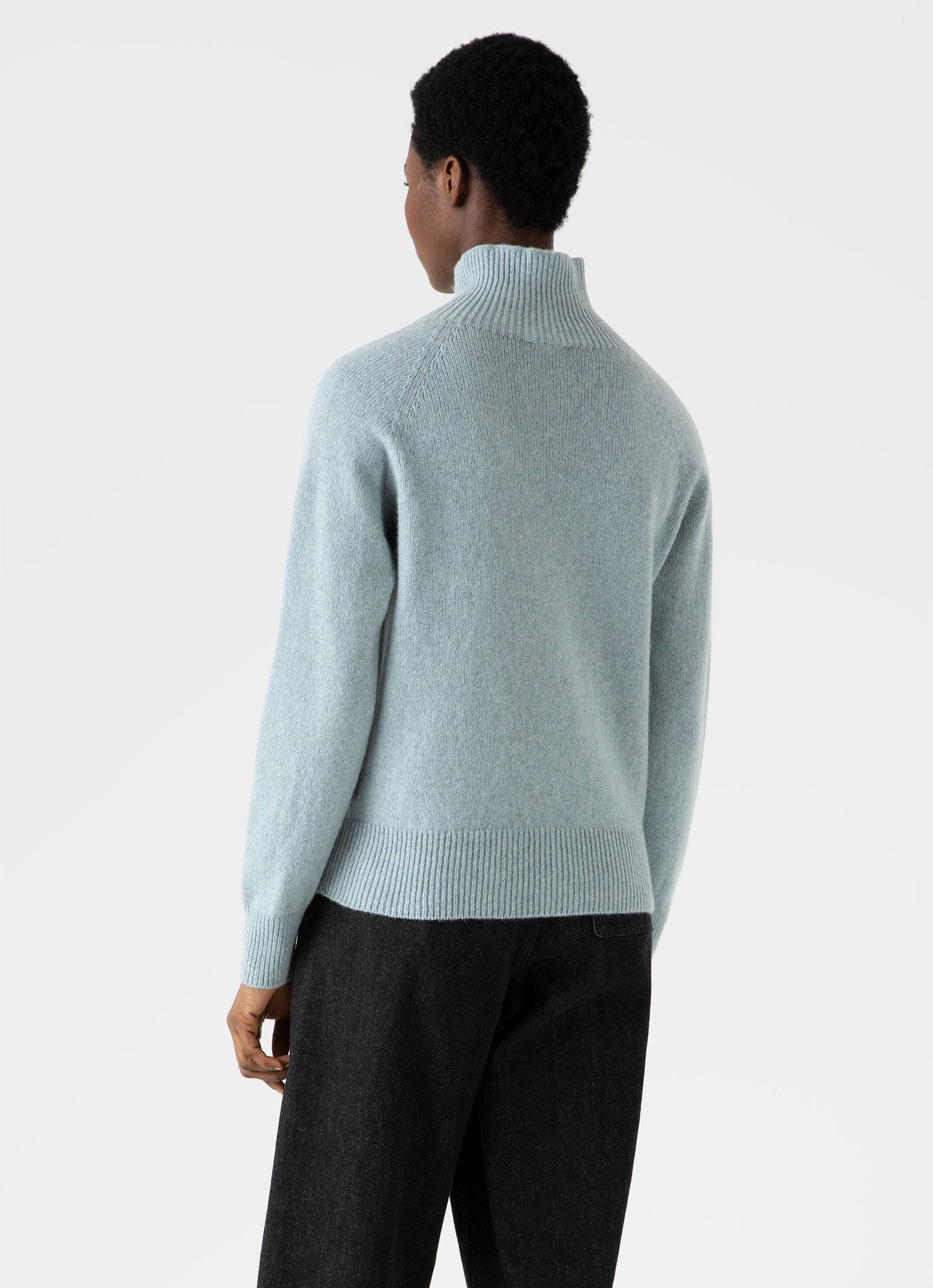 Womens Lambswool Funnel Neck Jumper In Blue Sage Wjum8052 Busy