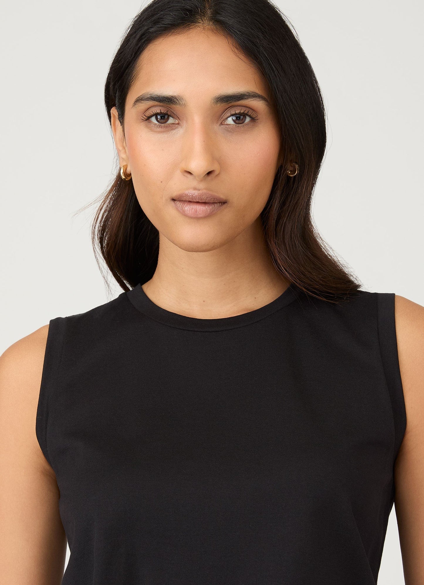 Womens Midweight Cotton Tank T Shirt In Black