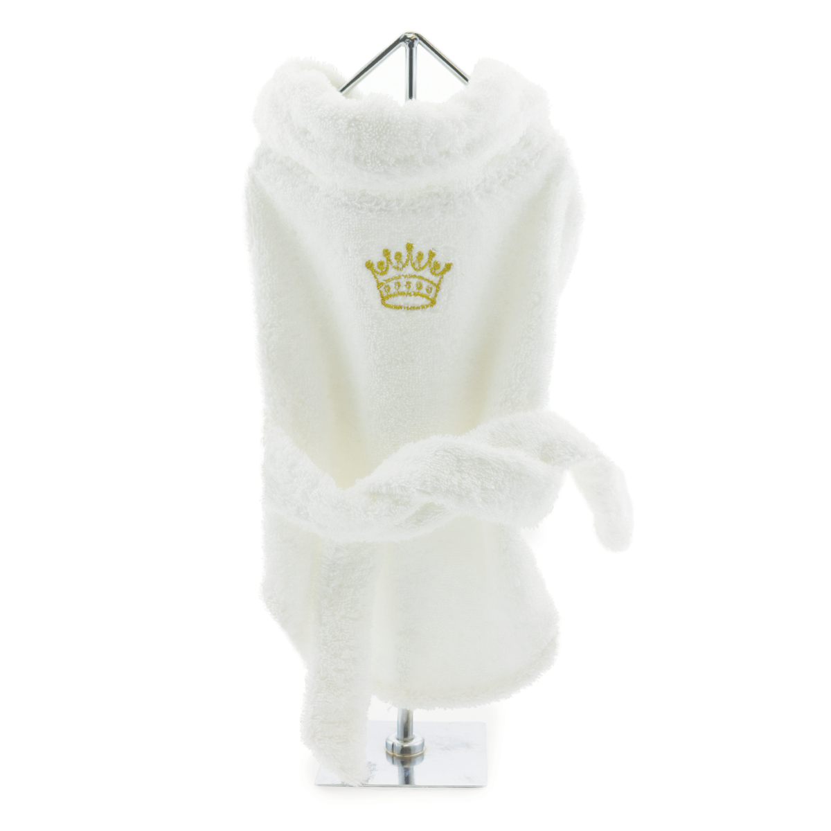 Doggie Design - White Gold Crown Cotton Dog Bathrobe by Doggie Design