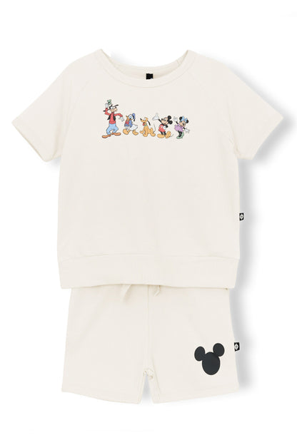 Short Sleeve Jogger Set in Mickey and Friends on Ecru