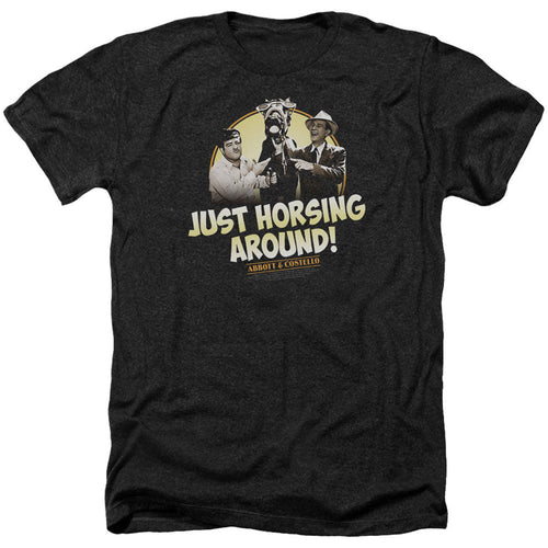 Abbott & Costello Horsing Around Adult Heather 40% Poly T-shirt