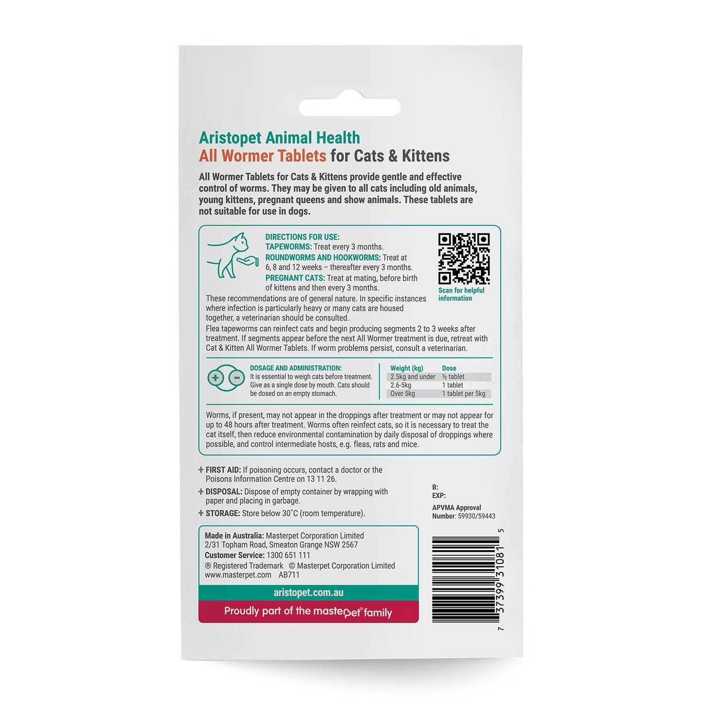 Aristopet - All Wormer Tablets For Cats/Kittens
