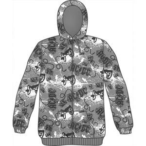 AC/DC Cannons All Over Print Zippered Hooded Sweatshirt