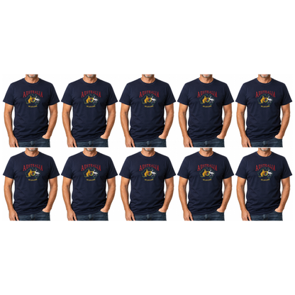 10X Adult Kangaroo Emu Australia Melbourne T Shirt Bulk Pack Navy Blue 100 Cotton Souvenir Gift Top