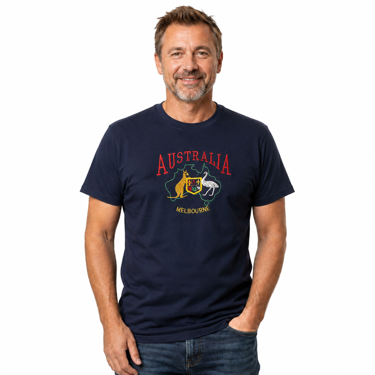 10X Adult Kangaroo Emu Australia Melbourne T Shirt Bulk Pack Navy Blue 100 Cotton Souvenir Gift Top