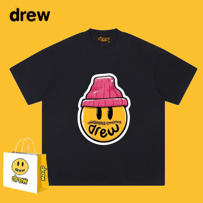 Drew T-shirts Smiley Red Hat Printed T-shirt
