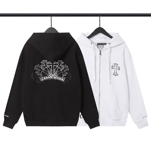 Chrome Heart Hoodie Overlap Phantom Cross Zip Hooded Jacket