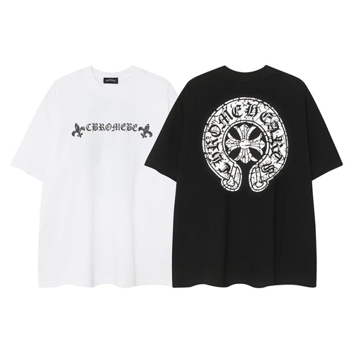 Chrome Heart T Shirts Horseshoe Cross Old Retro Fashion Men's and Women's Short Sleeve T-Shirt