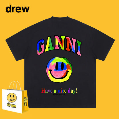 Drew T-shirts Graffiti Smiley Face Short Sleeve Loose Men