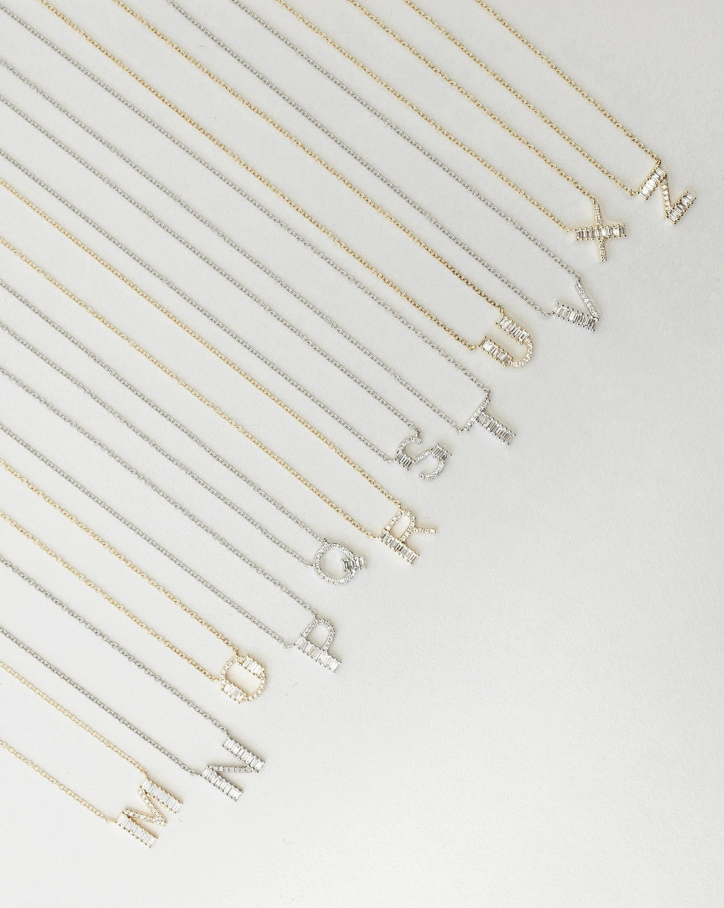 Baguette + Pavé Initial Necklace