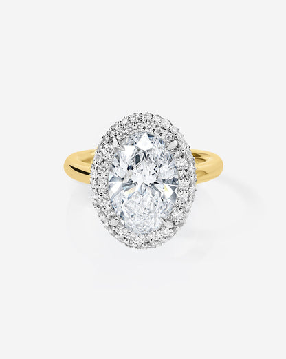 3.10 Oval Lab Diamond in Cloud Bezel with Pavé Halo