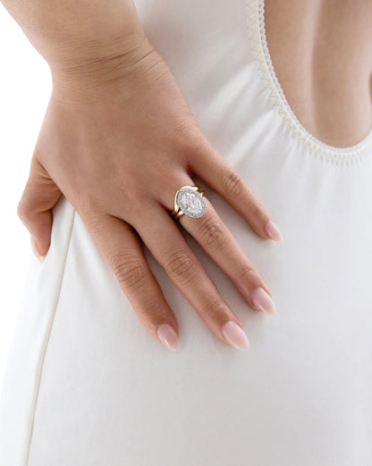3.10 Oval Lab Diamond in Cloud Bezel with Pavé Halo