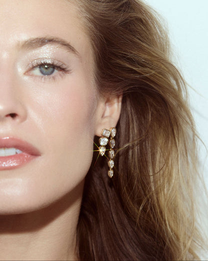 Bezel Mixed Shape Drop Earrings