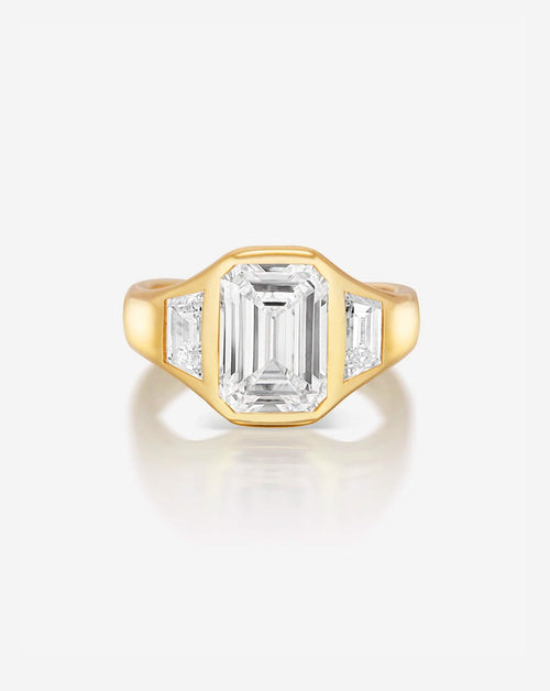 3.03 Emerald Lab Diamond in Trinity Bezel