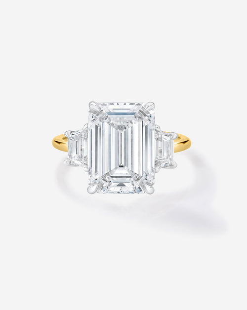5.02 Emerald Natural Diamond in Whisper Thin® Three Stone With Trapezoids