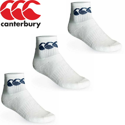 3Pk Ccc Canterbury Cotton Sport Socks Crew Pack White Navy
