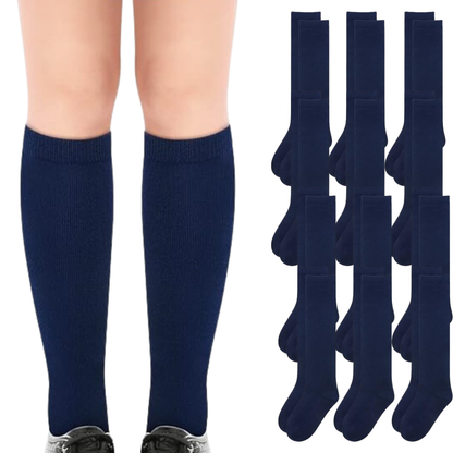 12x Navy Knee High School Socks (Plain Cotton) - Girls/Boys (Bulk)