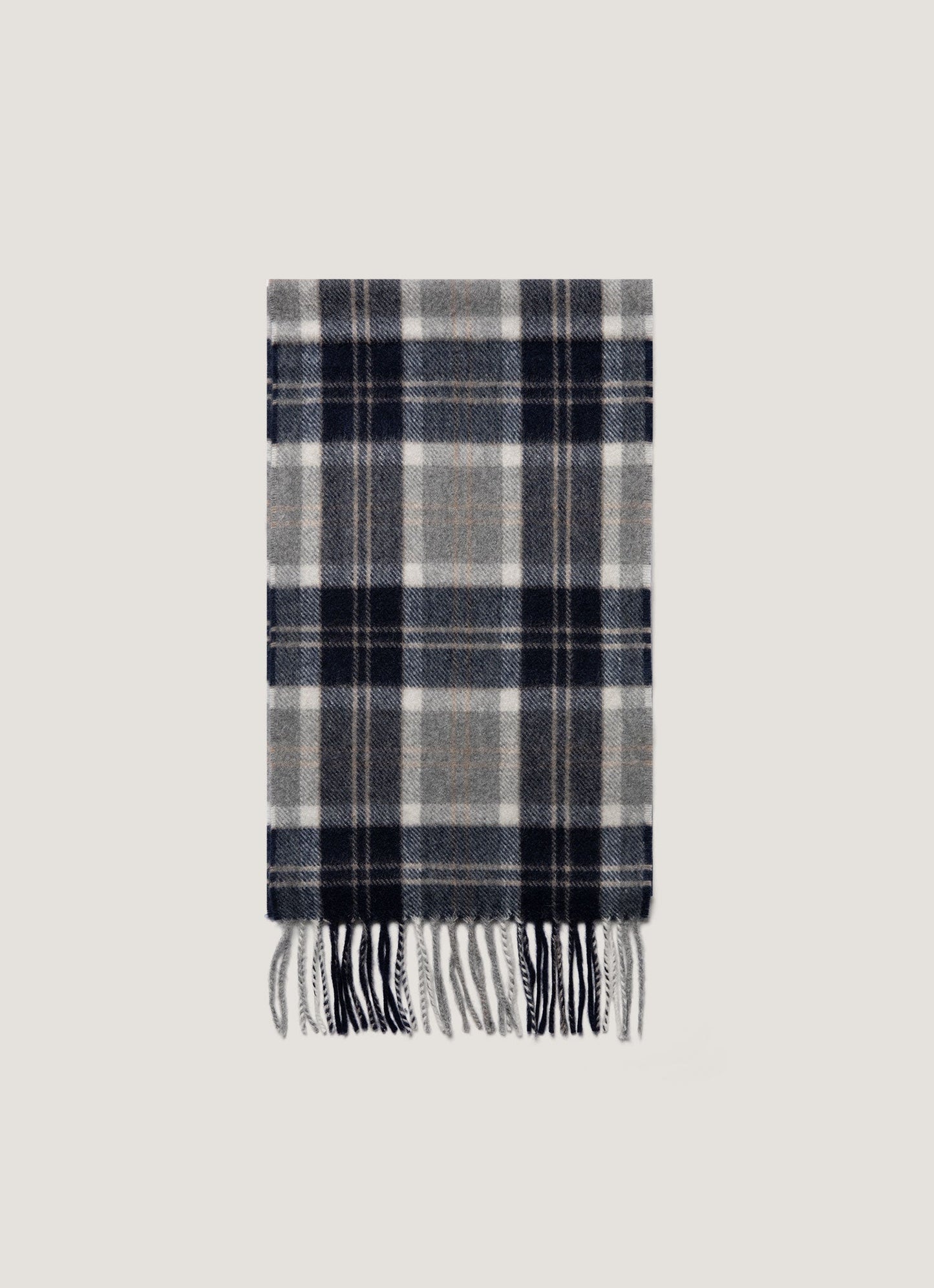 Cashmere Scarf In Navy Check Asca9467 Buwl