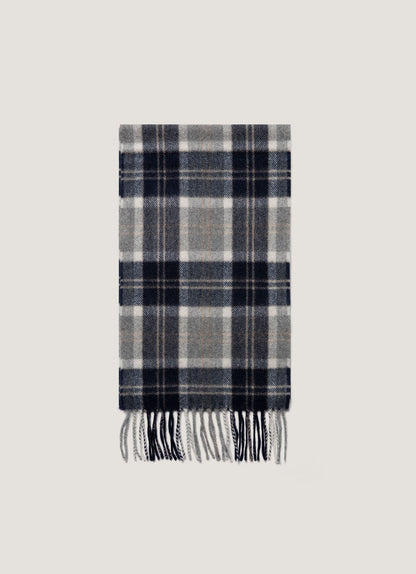 Cashmere Scarf In Navy Check Asca9467 Buwl