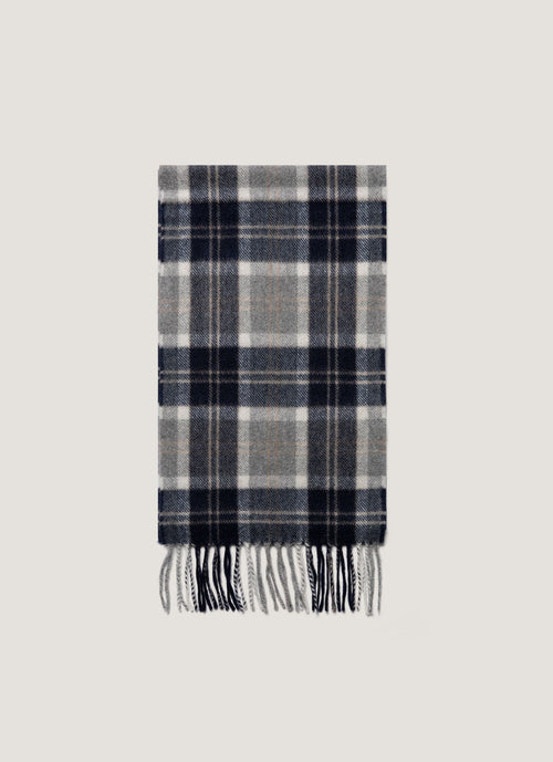 Cashmere Scarf In Navy Check Asca9467 Buwl