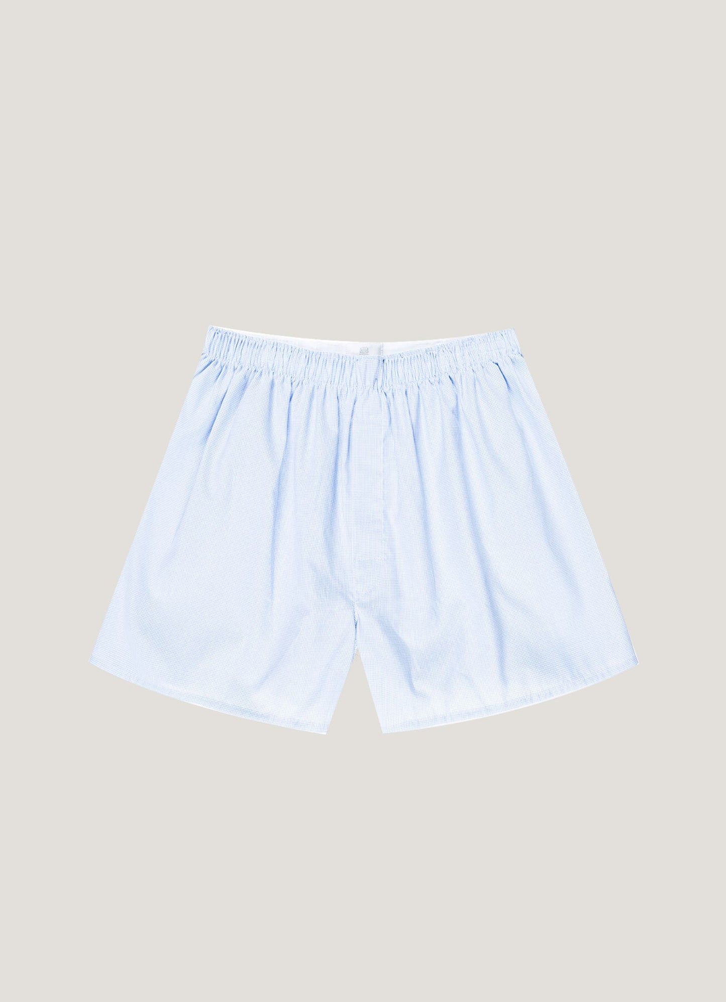 Mens Poplin Cotton Boxer Short In Light Blue Micro Gingham Mbox4700