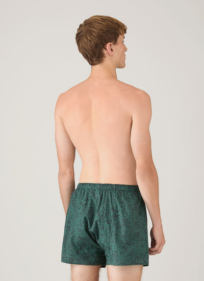 Mens Classic Boxer Shorts In Liberty Fabric In Steel Green Bloom Mbox4701L Gnje