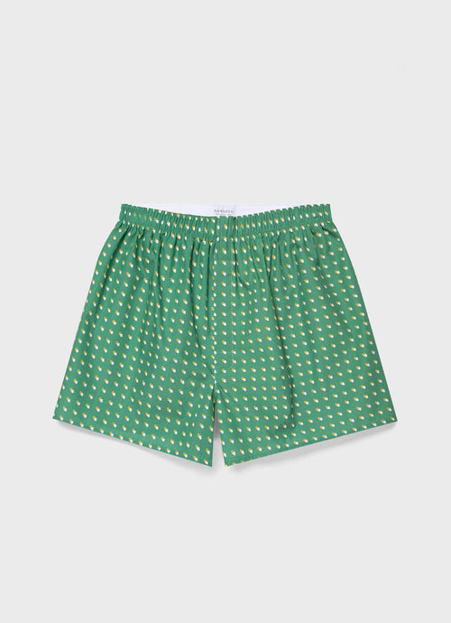 Mens Classic Boxer Shorts In Green Sun Clouds Mbox4701P Gnhd