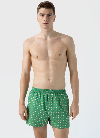 Mens Classic Boxer Shorts In Green Sun Clouds Mbox4701P Gnhd
