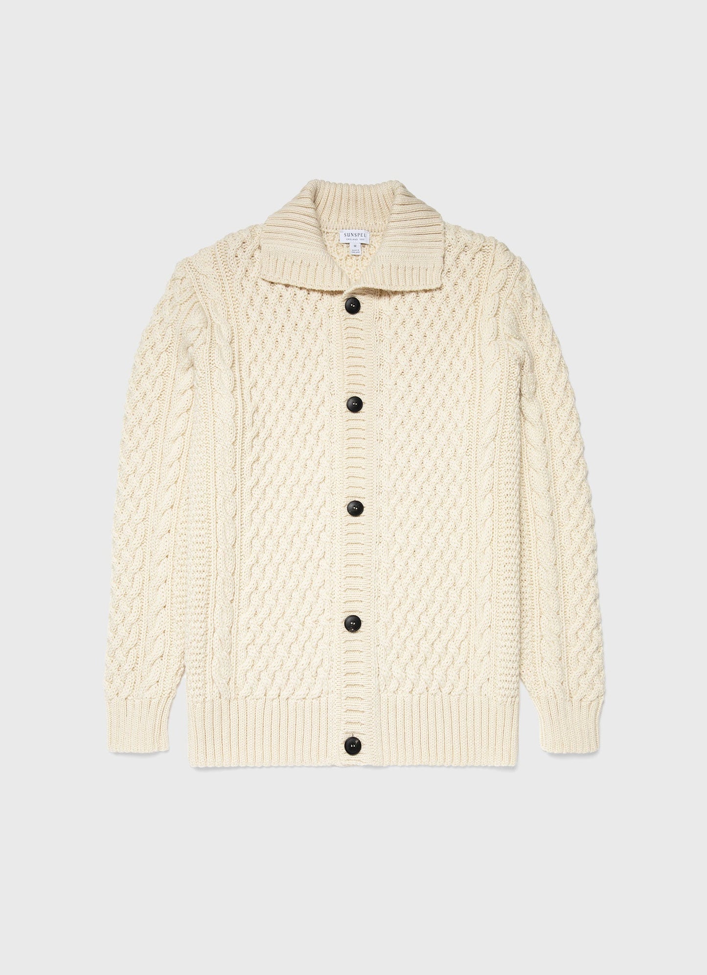 Mens Cable Knit Cardigan Jacket In Ecru Mcar8212 Whcr