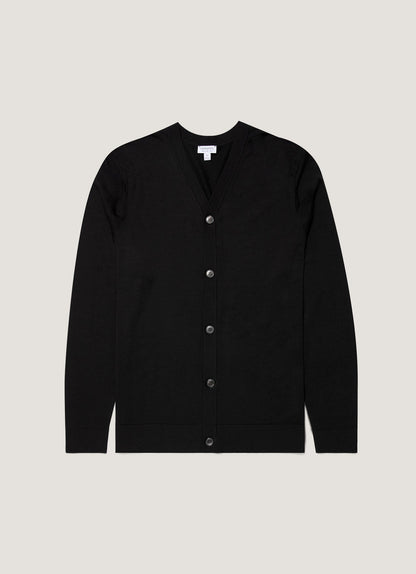 Mens Merino Cardigan In Black Mcar8223 Bkaa