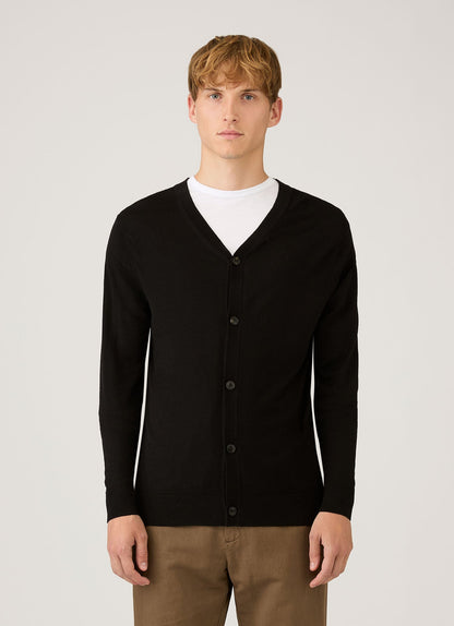 Mens Merino Cardigan In Black Mcar8223 Bkaa