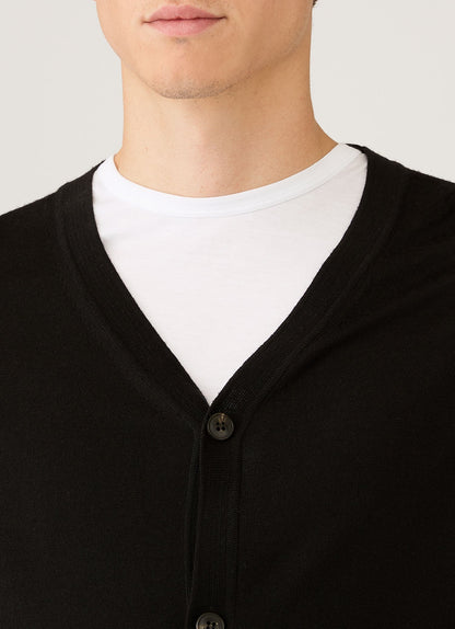 Mens Merino Cardigan In Black Mcar8223 Bkaa