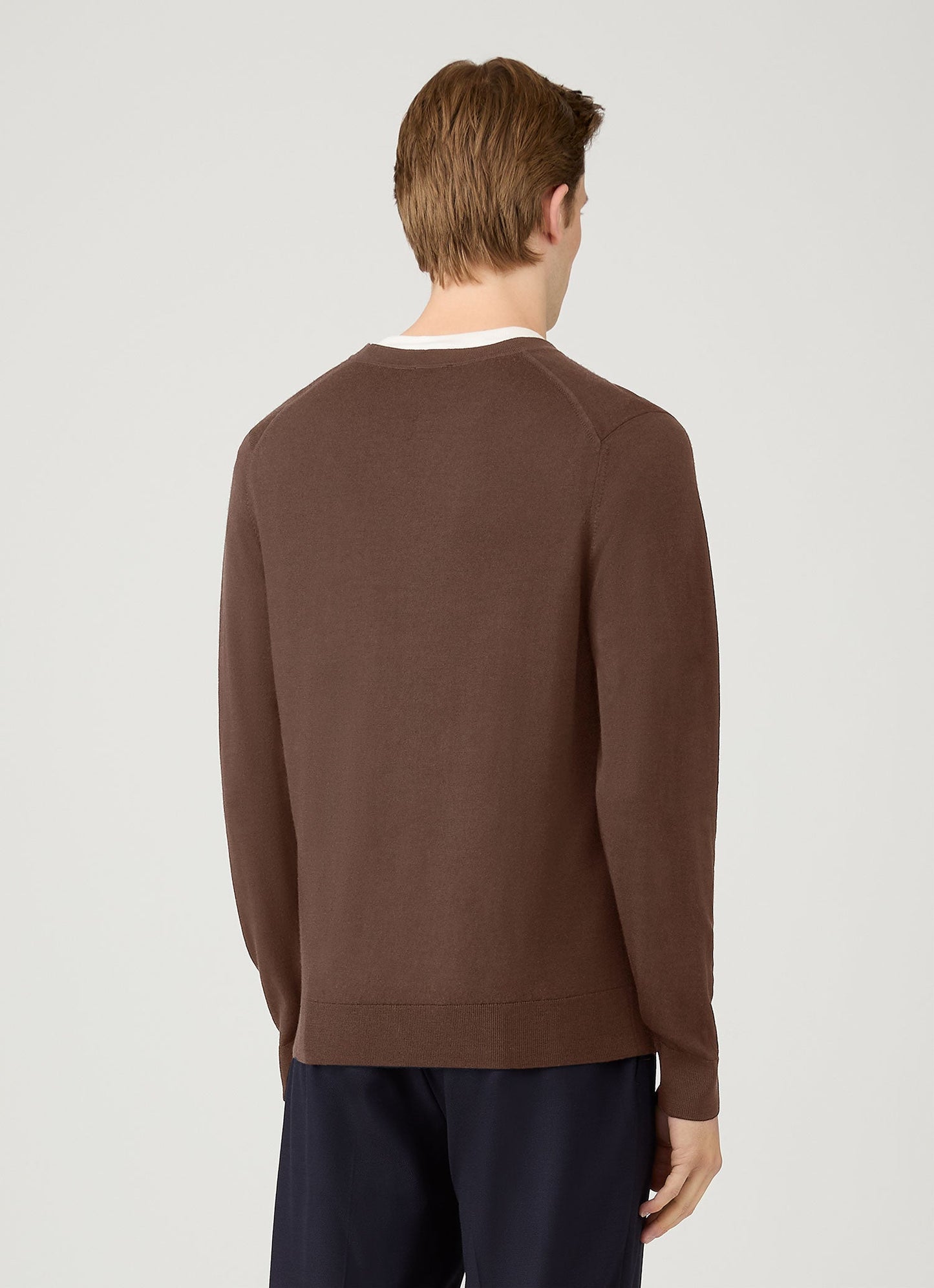 Mens Extra Fine Merino Cardigan In Bark Mcar8223 Brgc