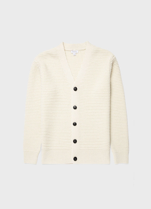 Mens Fisherman Cardigan In Ecru Mcar8237 Whcr