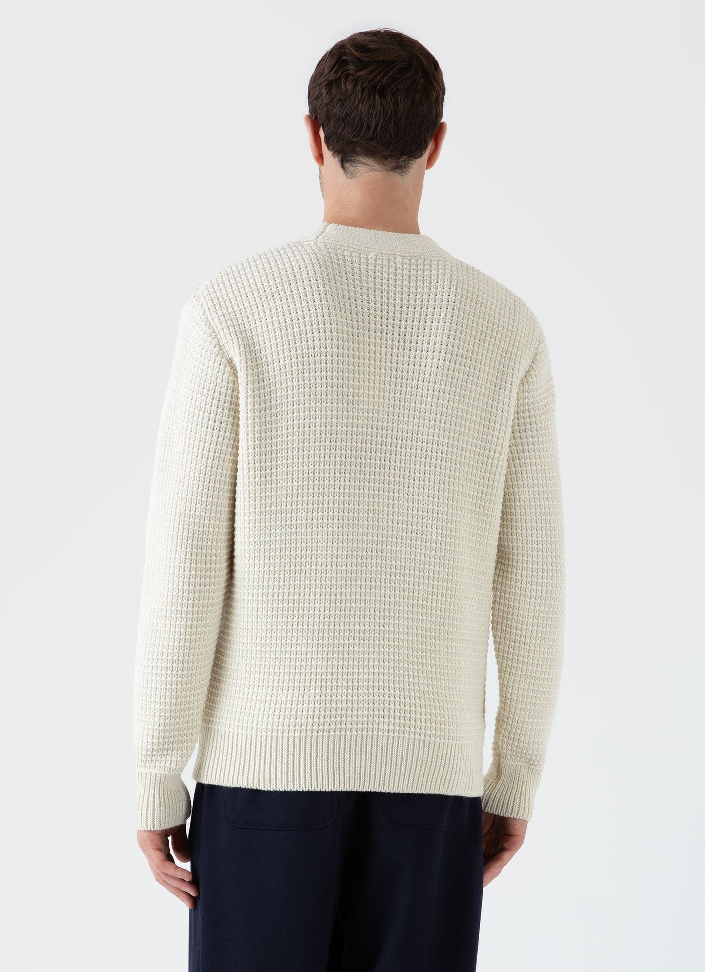 Mens Fisherman Cardigan In Ecru Mcar8237 Whcr