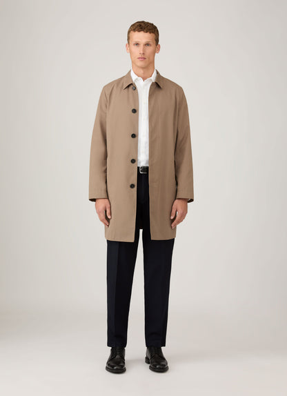 Mens Showerproof Cotton Mac In Dark Stone