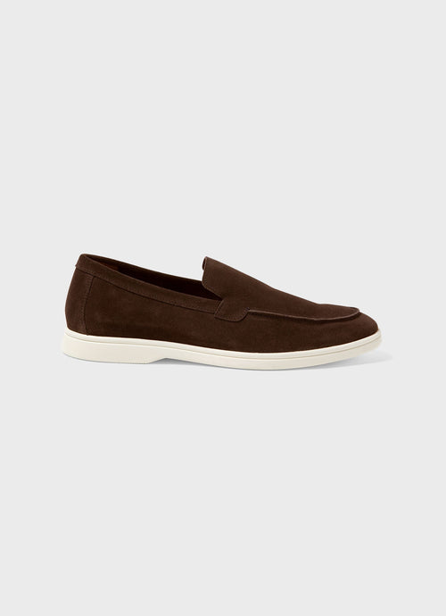 Mens Sunspel Suede Loafer In Brown Mftw9402 Brab