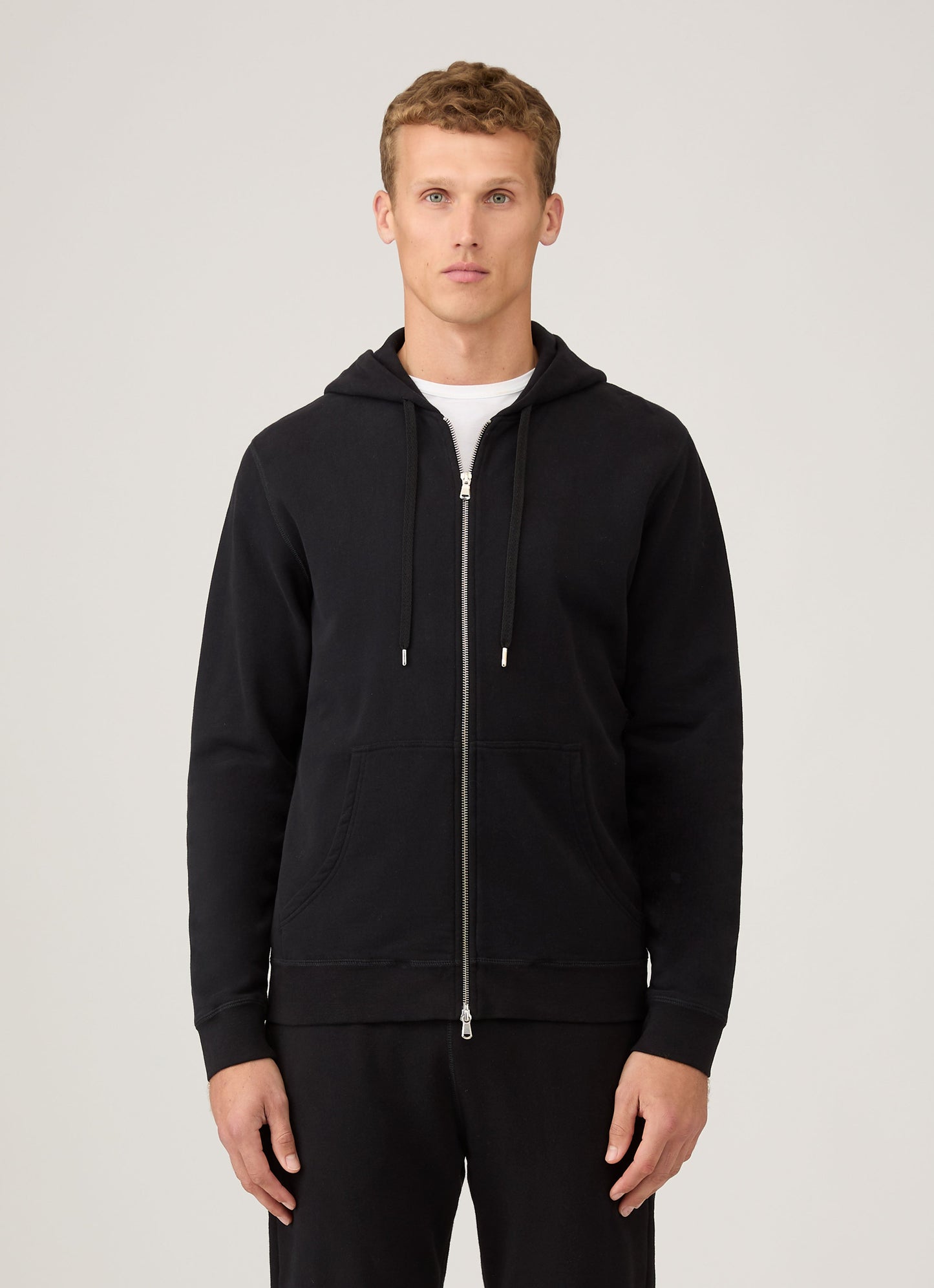 Mens Cotton Loopback Zip Hoody Black Mhod1517