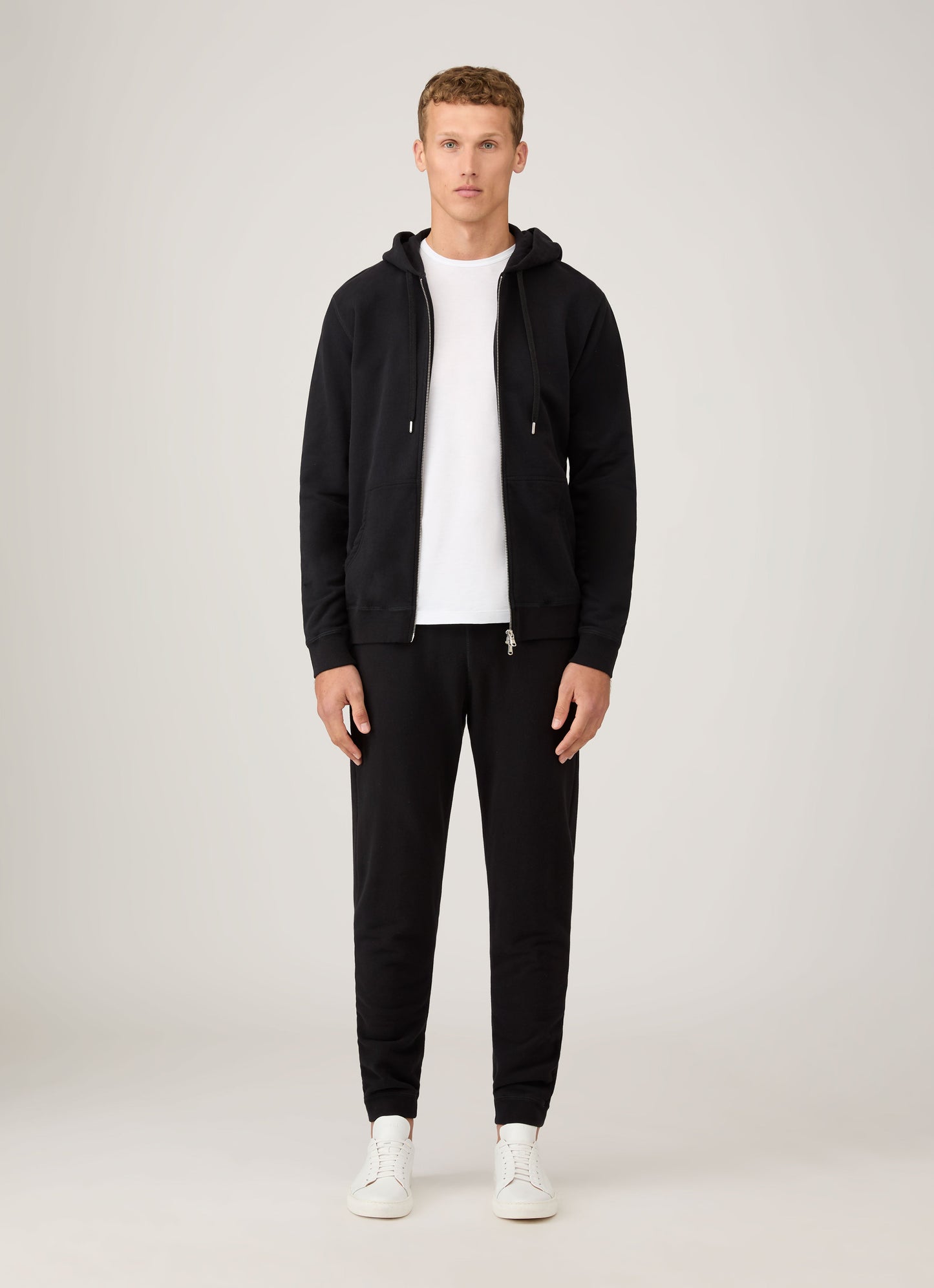 Mens Cotton Loopback Zip Hoody Black Mhod1517